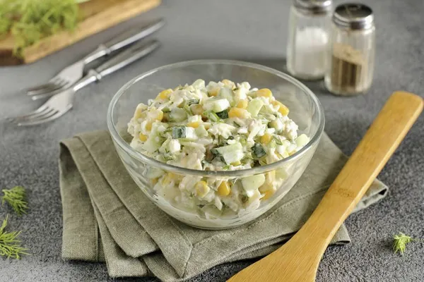 Ensalada Tarde Preparada Ligero Relleno Delicioso Pruébalo Bon Appetit — Foto de Stock