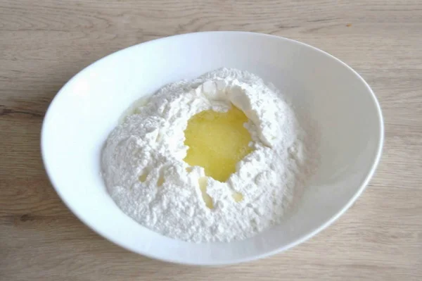 Зробіть Добре Цукор Глазурування Влийте Яйце Білий Лимонний Сік — стокове фото
