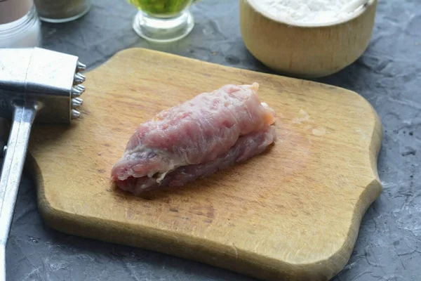 Arrotolare Carne Rotolo — Foto Stock