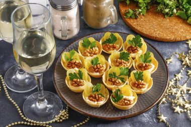 Such a cold appetizer with a salty and sweet taste will perfectly complement the taste of an effervescent drink! The perfect combination of flavors in the appetizer is sure to please not only you, but also your guests. clipart