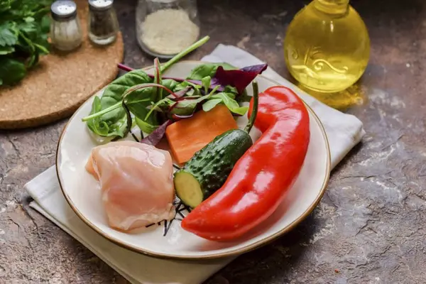 Prepare All Necessary Ingredients Making Chinese Salad Rinse Fillets Dry — Stock Photo, Image