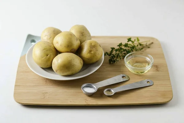 Приготуйте Всі Необхідні Інгредієнти Приготування Картоплі — стокове фото