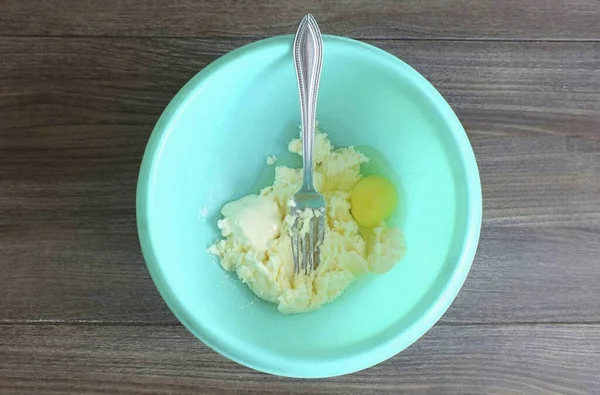Añadir Huevo Mayonesa Mezclar Bien —  Fotos de Stock