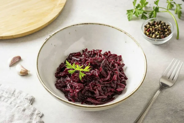 Una Ensalada Remolacha Sencilla Pero Deliciosa Que Diversificará Perfectamente Menú — Foto de Stock