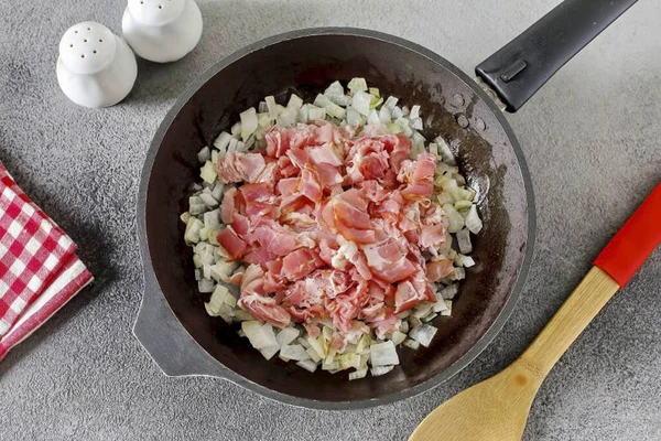 Add Chopped Bacon Bacon Can Substituted Brisket Ham Even Minced — Stock Photo, Image