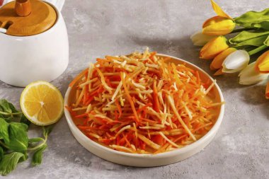 Salatayı tabağa ya da salata kasesine koy..