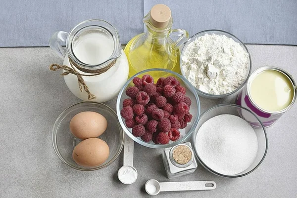 Bereid Alle Ingrediënten Die Nodig Zijn Berry Cake Maken — Stockfoto