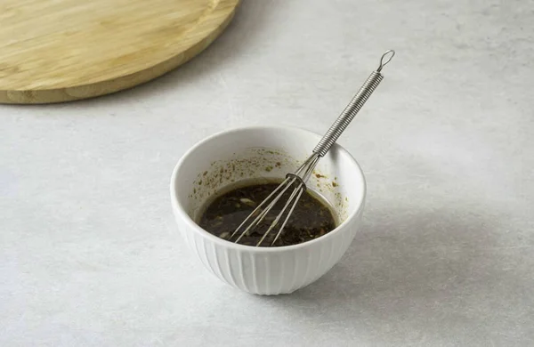 Dressing Combine Soy Sauce Sesame Oil Rice Vinegar Lemon Juice — Stock Photo, Image