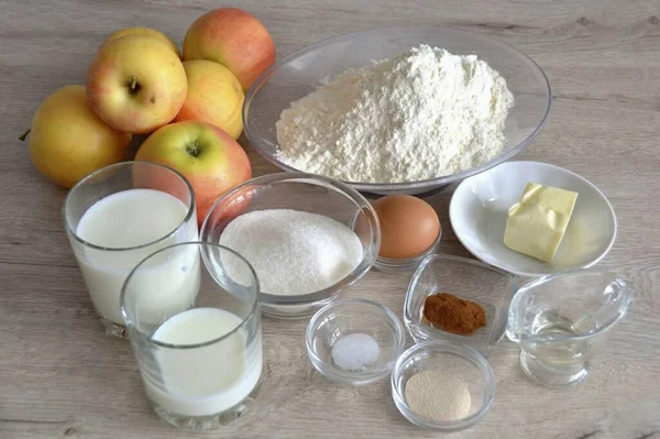 Приготуйте Всі Інгредієнти Необхідні Виготовлення Осетинського Яблуко Кориця — стокове фото