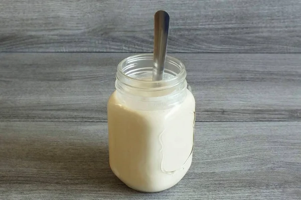 Combine Sour Cream Milk Soy Sauce — Stock Photo, Image