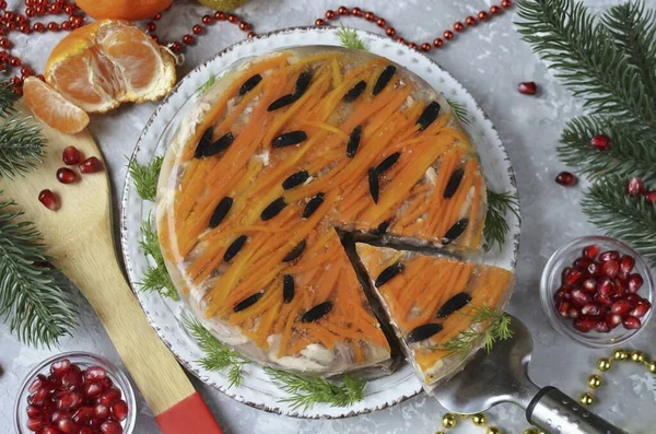 Komu Potrzebny Kawałek Tygrysiego Mięsa Galaretce Szczęśliwego Nowego Roku — Zdjęcie stockowe