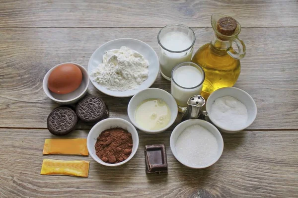Prepare All Ingredients Needed Make Chocolate Oreo Cake — Stock Photo, Image