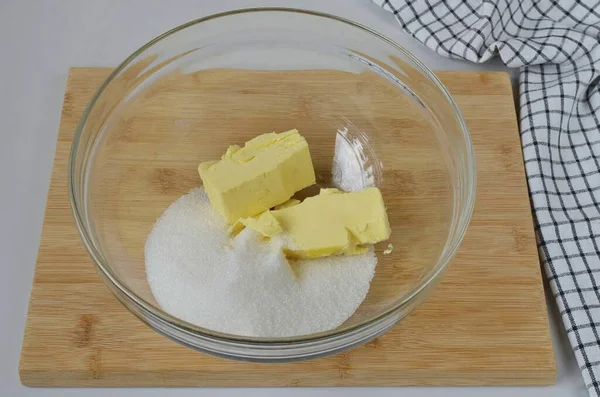 Put Butter Microwave Seconds Softens Little Does Melt Add Sugar — Fotografia de Stock