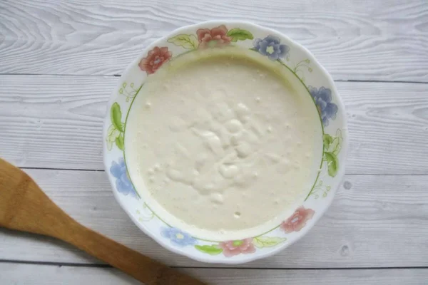 Whisk Cottage Cheese Egg Sugar Blender Puree Consistency — ストック写真