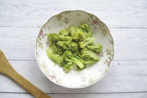 Disassemble Broccoli Small Inflorescences Boil Salted Water Minutes Drain Water — Φωτογραφία Αρχείου