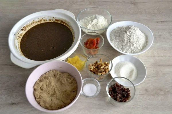 Prepare All Ingredients Needed Make Zemgale Bread Point Necessary Prepare — Stock Photo, Image