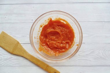 Whisk the pumpkin until creamy with a blender or strain through a sieve.