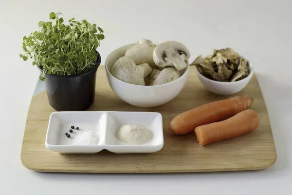 Prepare All Ingredients Needed Make Mushroom Jellied — Stock Photo, Image