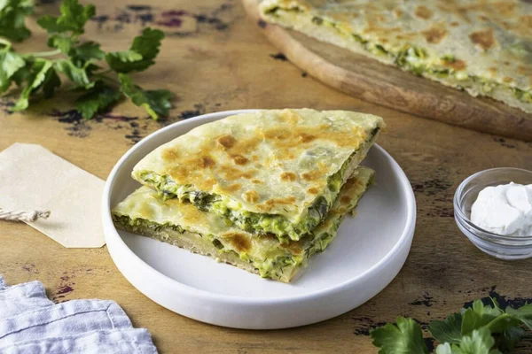 Ossetian Pie Zucchini Ready Very Tasty Satisfying Option Filling Tender — стоковое фото