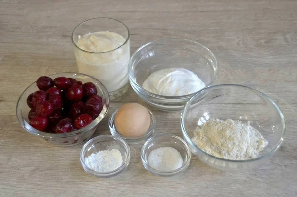 Prepare All Ingredients Needed Make Cherry Pie — Fotografia de Stock