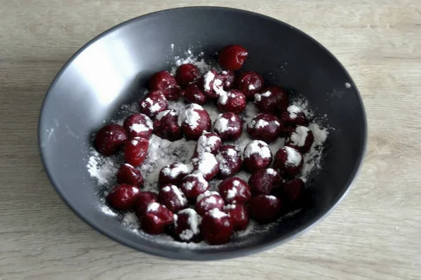 Lightly Add Tsp Cherries Starch Tsp Powdered Sugar — 图库照片