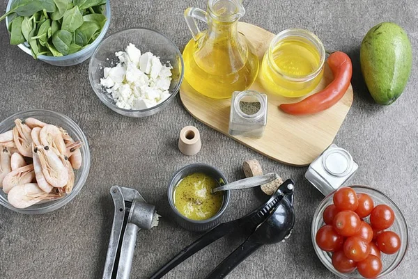 Start Preparing Dressing Mix Mustard Thoroughly Honey Freshly Squeezed Lemon — Stockfoto