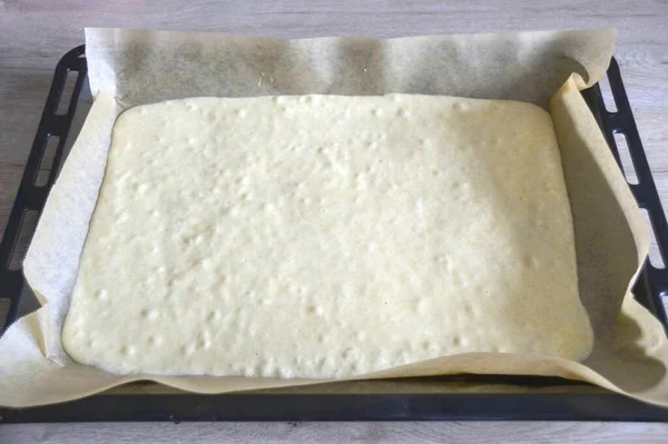 Preheat Oven 175 Degrees Place Dough Silicone Mat Siliconized Parchment — Fotografia de Stock