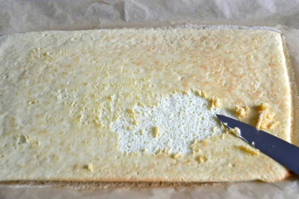 Using Biscuit Making Cake Advisable Remove Top Softened Crust Biscuit — Foto Stock