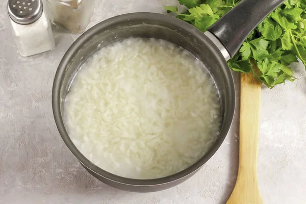Bring Boil Reduce Heat Low Cook Rice Minutes — Photo