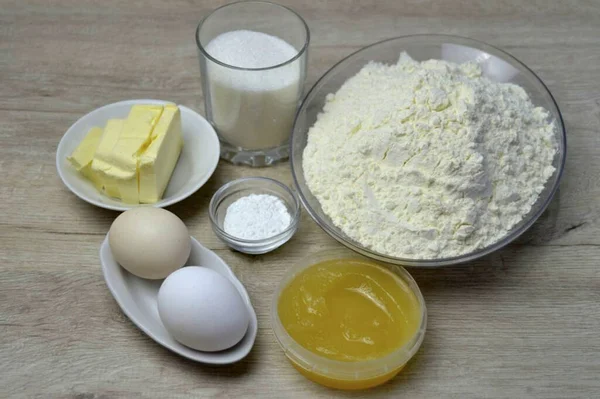 First Prepare Ingredients Cakes — Foto de Stock