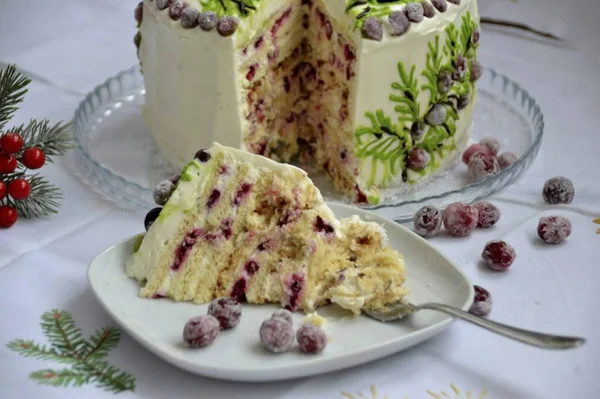 Traditionally Show Cut Cake Incredibly Delicious — стоковое фото