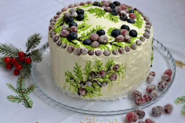 Apply Ganache Cake Decorate Your Taste Elegant Beautiful Cake Ready — стоковое фото