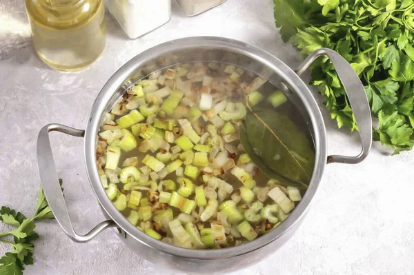 Add Vegetable Stir Fry Bowl Potatoes Add Salt Ground Black — Stock Photo, Image