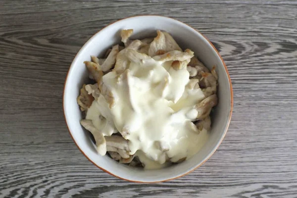 Den Salat Anrichten Rühren Bei Raumtemperatur Minuten Ziehen Lassen Nochmals — Stockfoto