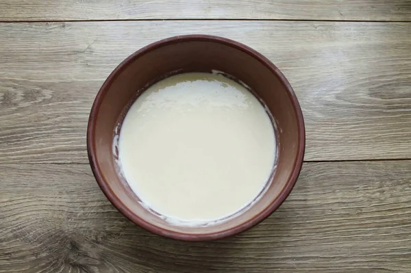 Combine Água Gelada Com Farinha Arroz Sal Misture Até Ficar — Fotografia de Stock