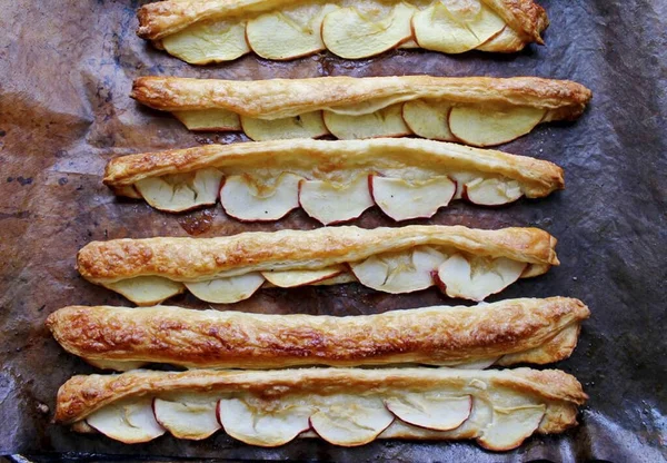 Lubrique Los Palos Con Huevo Espolvoree Con Azúcar Hornee Horno — Foto de Stock