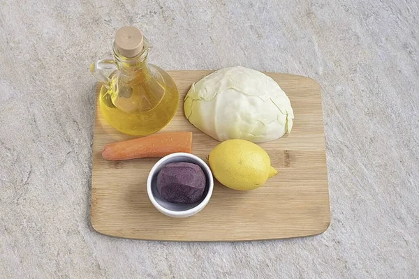 Prepare Todos Ingredientes Necessários Para Preparar Escova Salada — Fotografia de Stock