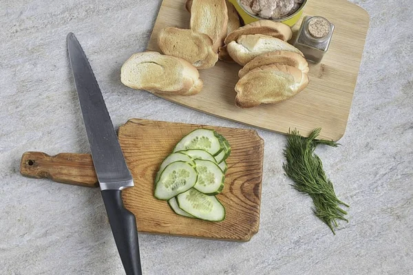 Corte Pepino Fatias Finas — Fotografia de Stock