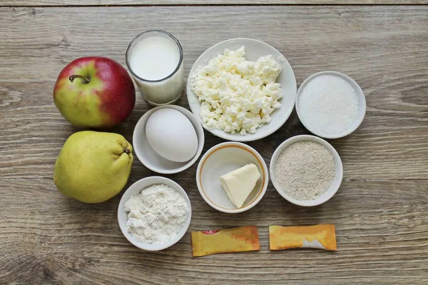 Приготуйте Всі Інгредієнти Необхідні Створення Pear Apple Casserole Мийте Сухі — стокове фото