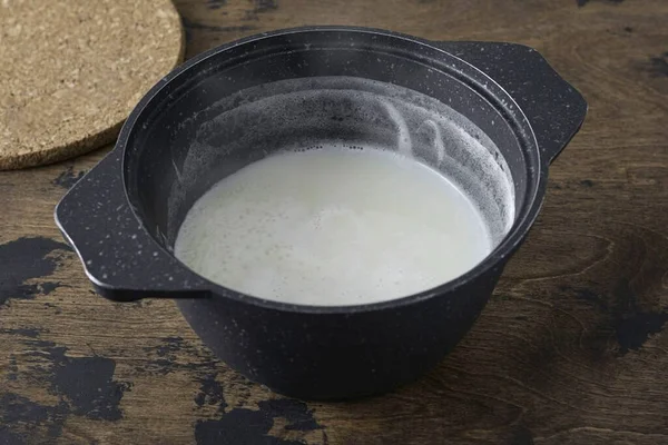 Milch Einem Topf Aufkochen — Stockfoto