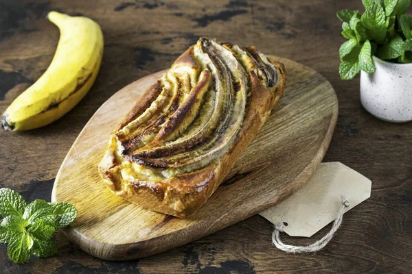 Pan Plátano Sin Gluten Está Listo Prepara Sin Gluten Huevos — Foto de Stock