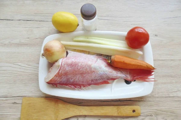 Připravte Všechny Ingredience Potřebné Vaření Ryby Celer Peci — Stock fotografie