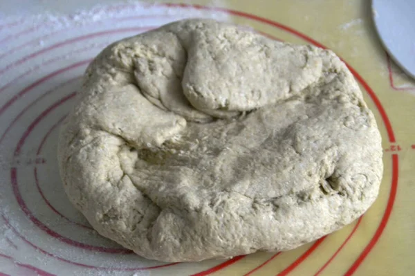 Leg Het Deeg Een Beetje Plat Vorm Het Brood Door — Stockfoto