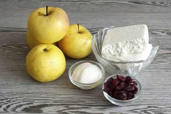 Приготуйте Всі Інгредієнти Необхідні Приготування Яблук Пароплаві — стокове фото