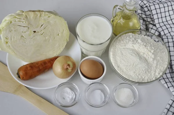 Prepare All Ingredients Needed Make Kefir Patties — Stock Photo, Image