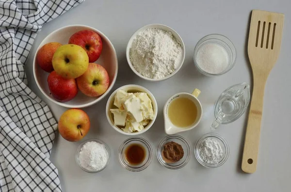 Bereid Alle Ingrediënten Die Nodig Zijn American Pie Maken Stockfoto