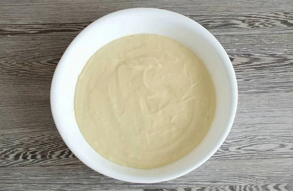 Lubricate Baking Dish Butter Pour Prepared Dough — Stock Photo, Image