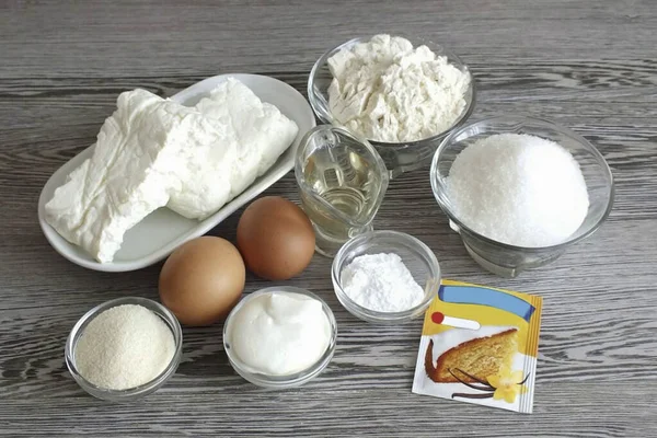 Preparare Tutti Gli Ingredienti Necessari Fare Lazy Cheesecake — Foto Stock