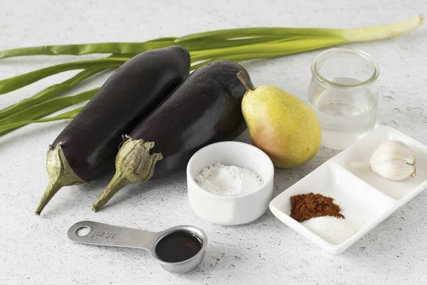 Prepare Todos Ingredientes Necessários Para Fazer Eggplant Kimchi — Fotografia de Stock