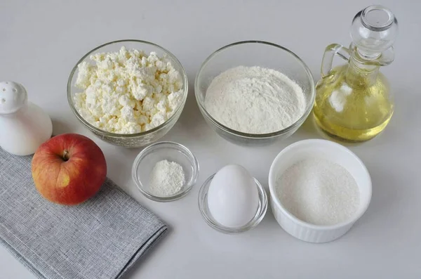 Приготуйте Всі Необхідні Інгредієнти Щоб Зробити Яблуко Сиром — стокове фото